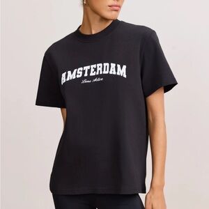 NWT Anthropologie Lune Active Demi Amsterdam Tee Black Size M NEW